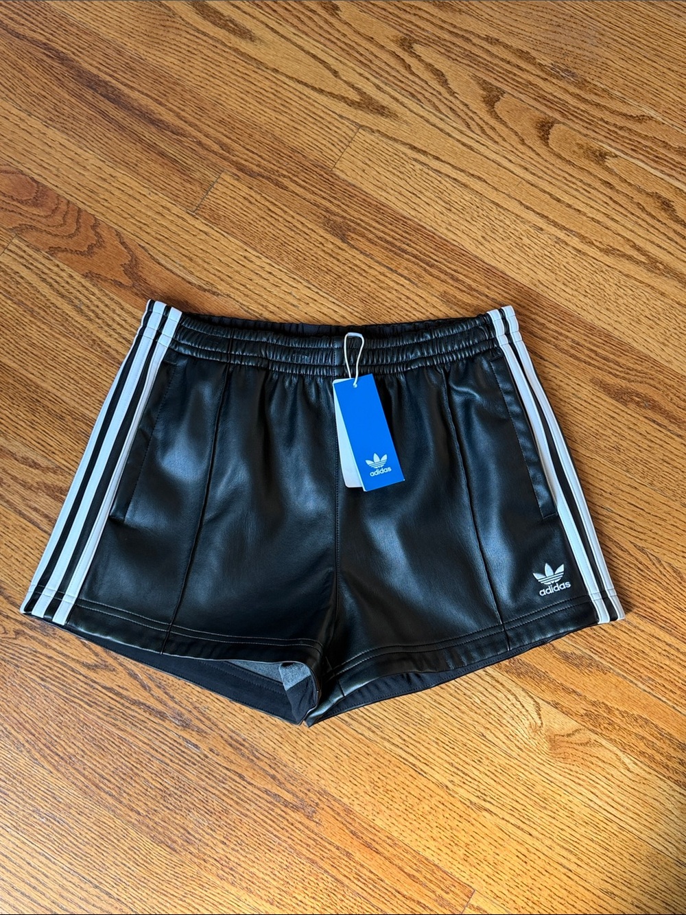 Adidas Black Pleather Shorts